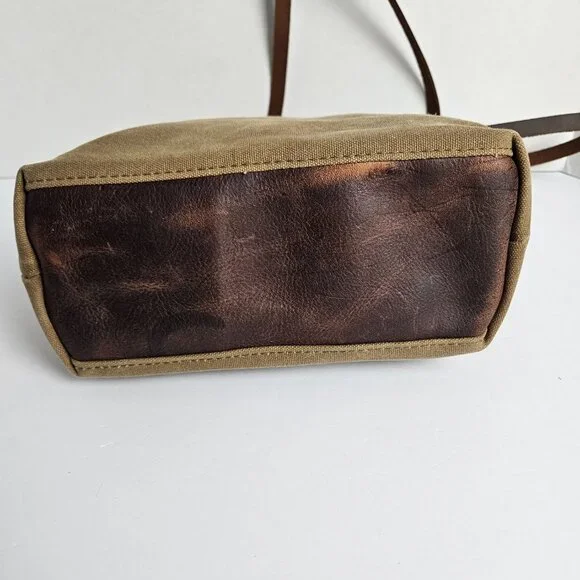 Canvas Shoulder Bag In Blue Waxed Canvas Farmers Market Tote Shoulder Bag - Picture 8 of 16